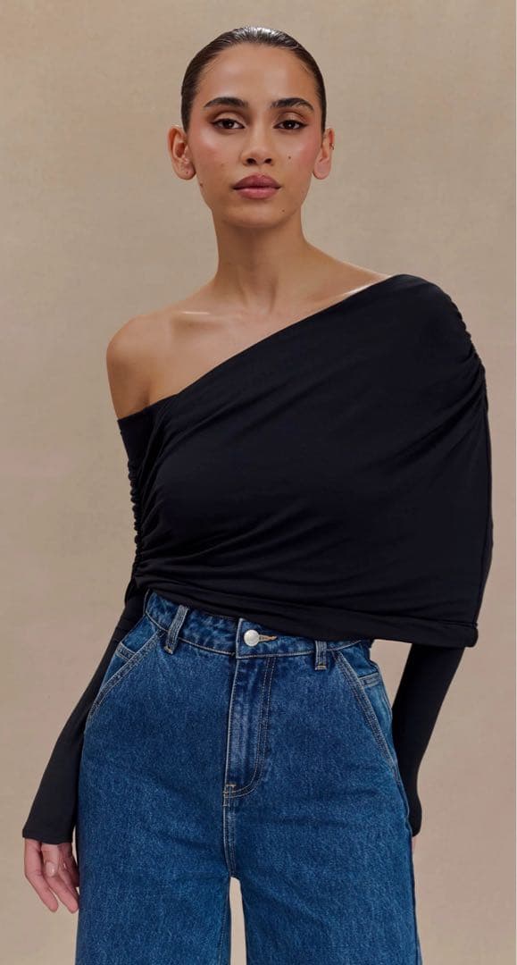 MESHKI 黒アイボリー ベアトップ・チューブトップ