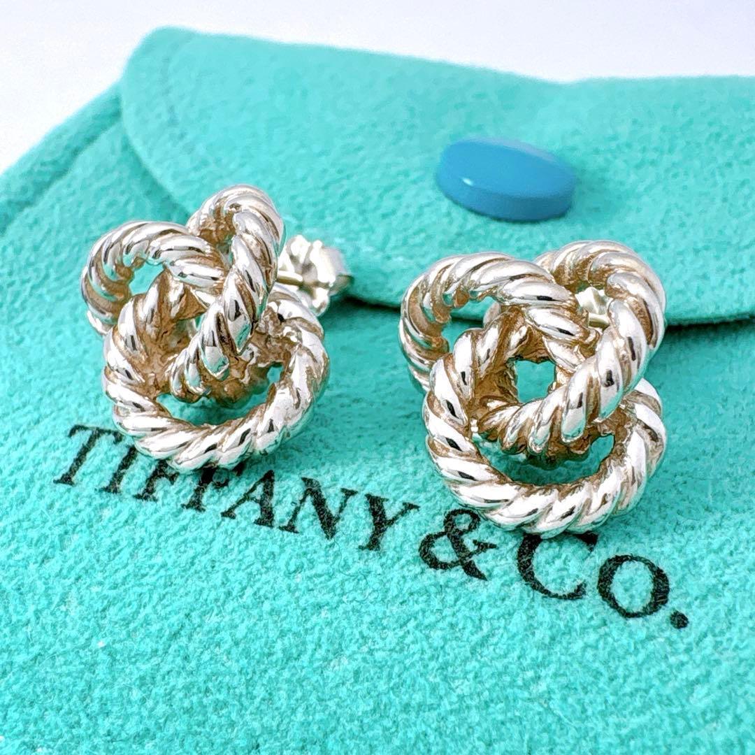 美品 オールドティファニー ツイスト ノット ピアス キャッチ社外品 シルバー