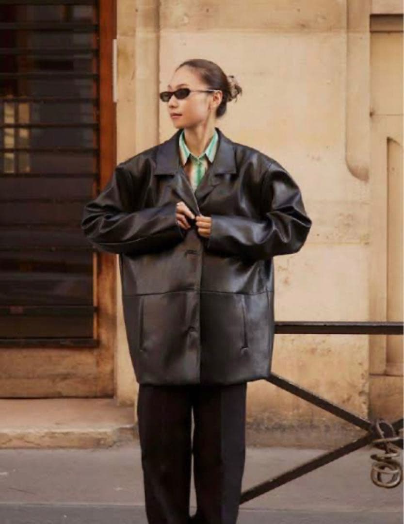 極美品◆RANDEBOO Vegan leather jacket◇ブラック