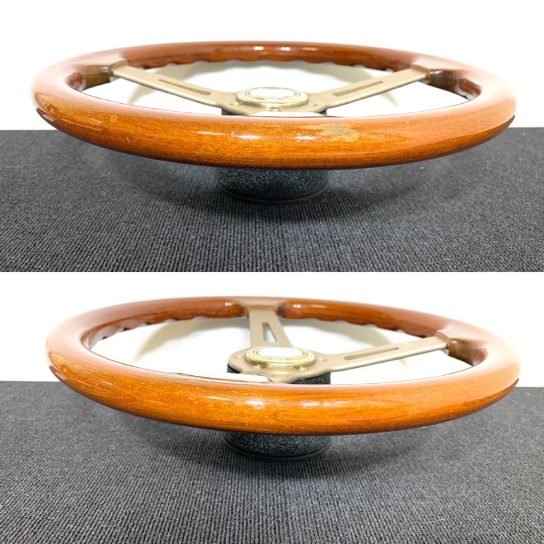 アバルト ゴールド ウッドステアリング 35Φ ホーンボタン付 当時物 旧車