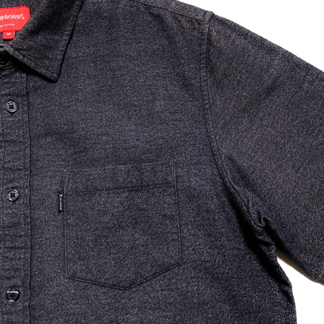 ☆良品 シュプリーム ピスネーム 長袖 フランネルシャツ 黒 M ネルシャツ