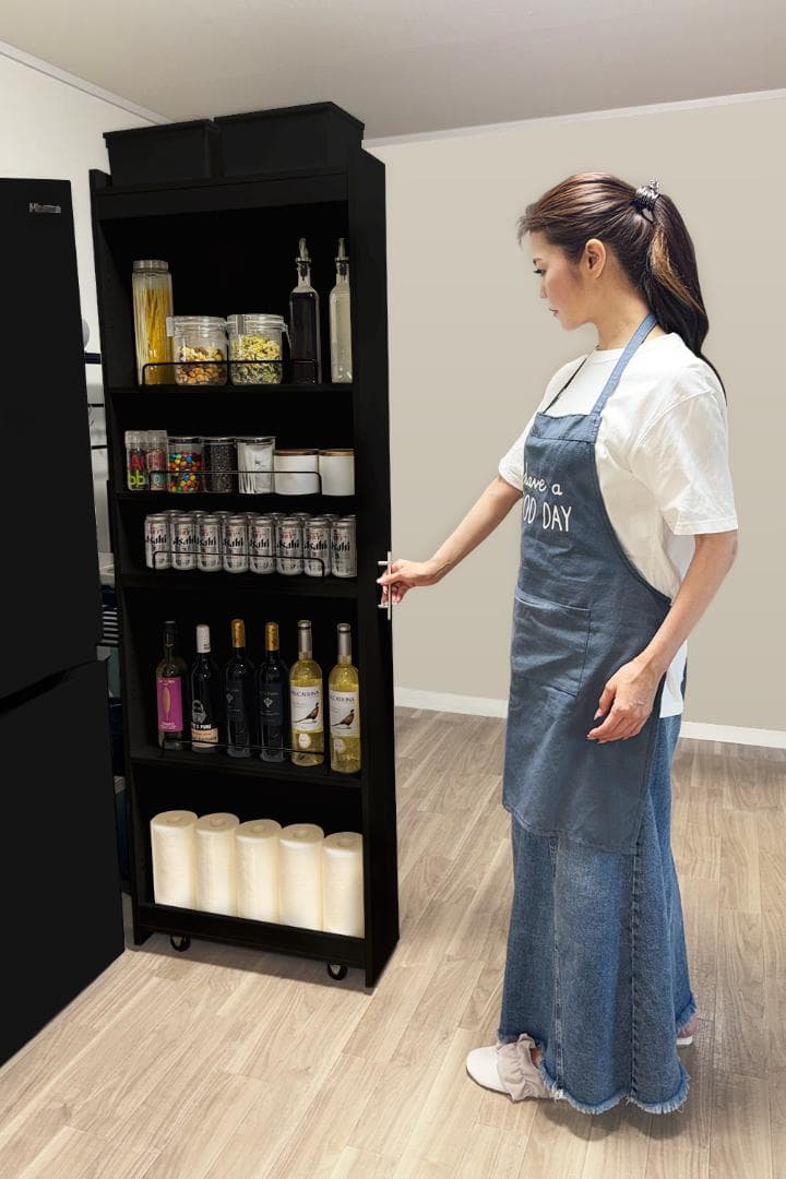 8tail キッチンワゴン ブラック 幅20cm 奥行60cm