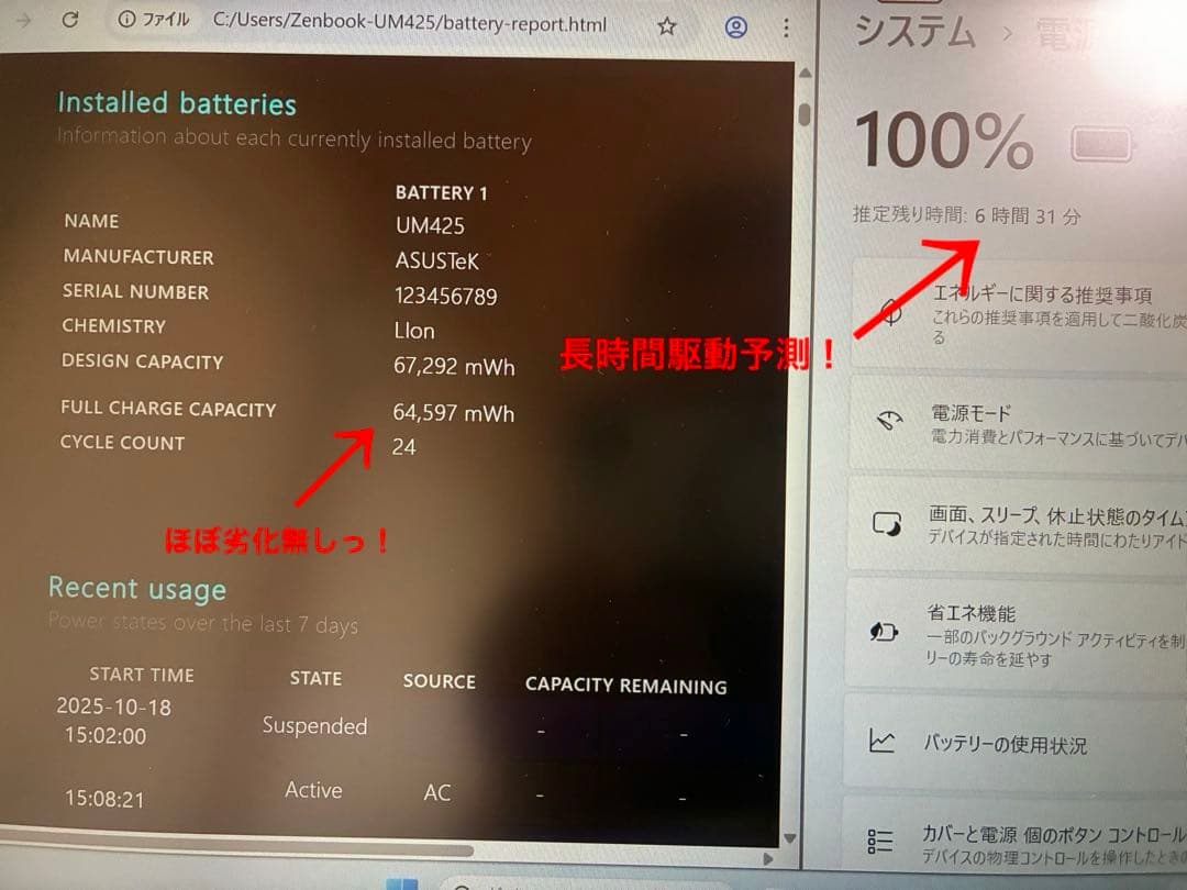 asus zenbook UM425l 美品Ryzen7搭載機　Office付