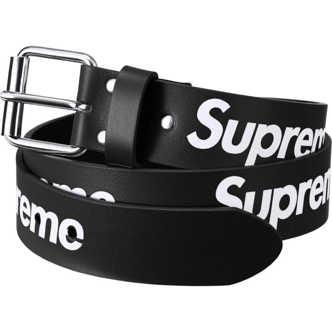 【XL】 Supreme Repeat Leather Belt Black