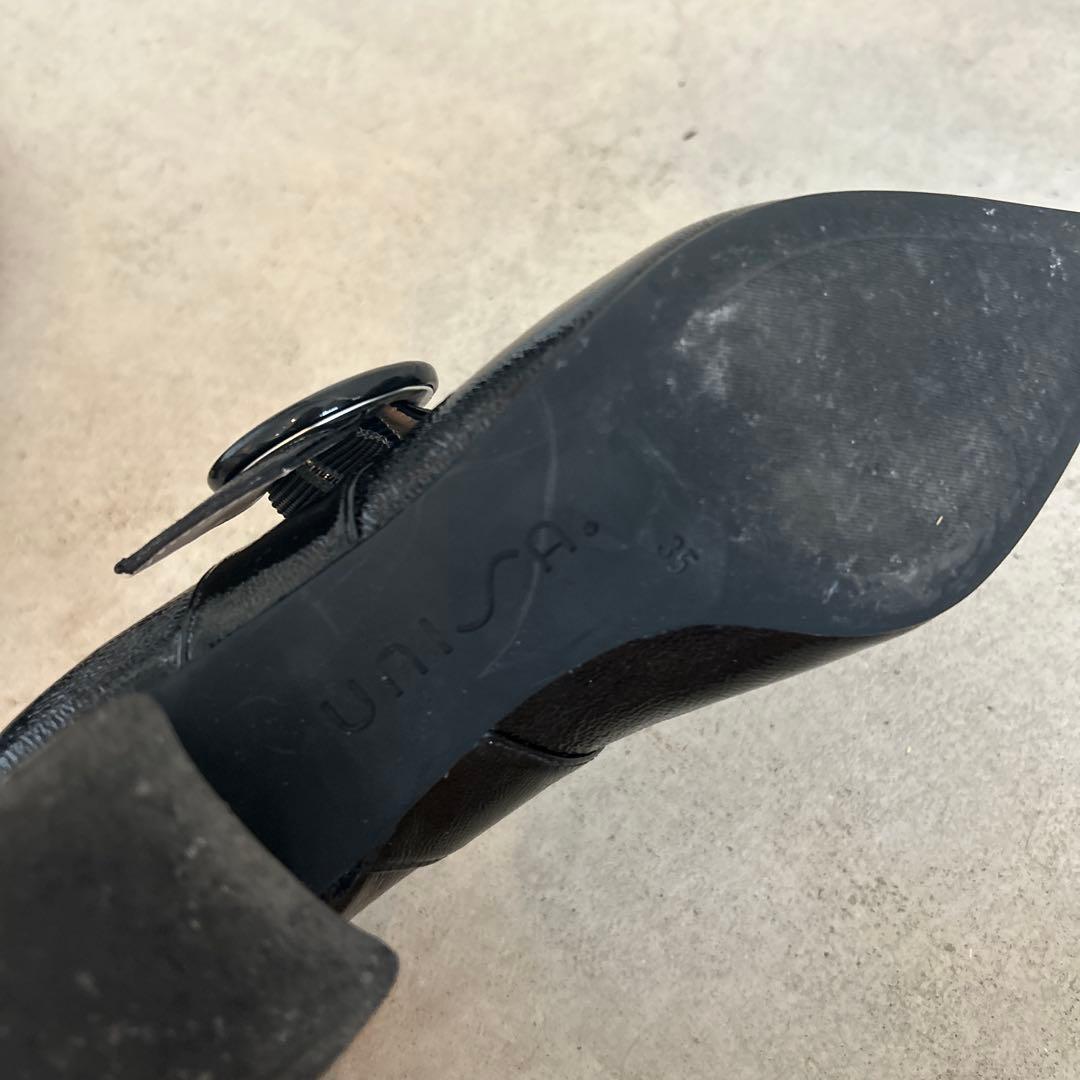 UNISA ブラック ポインテッドトゥ パンプス 35