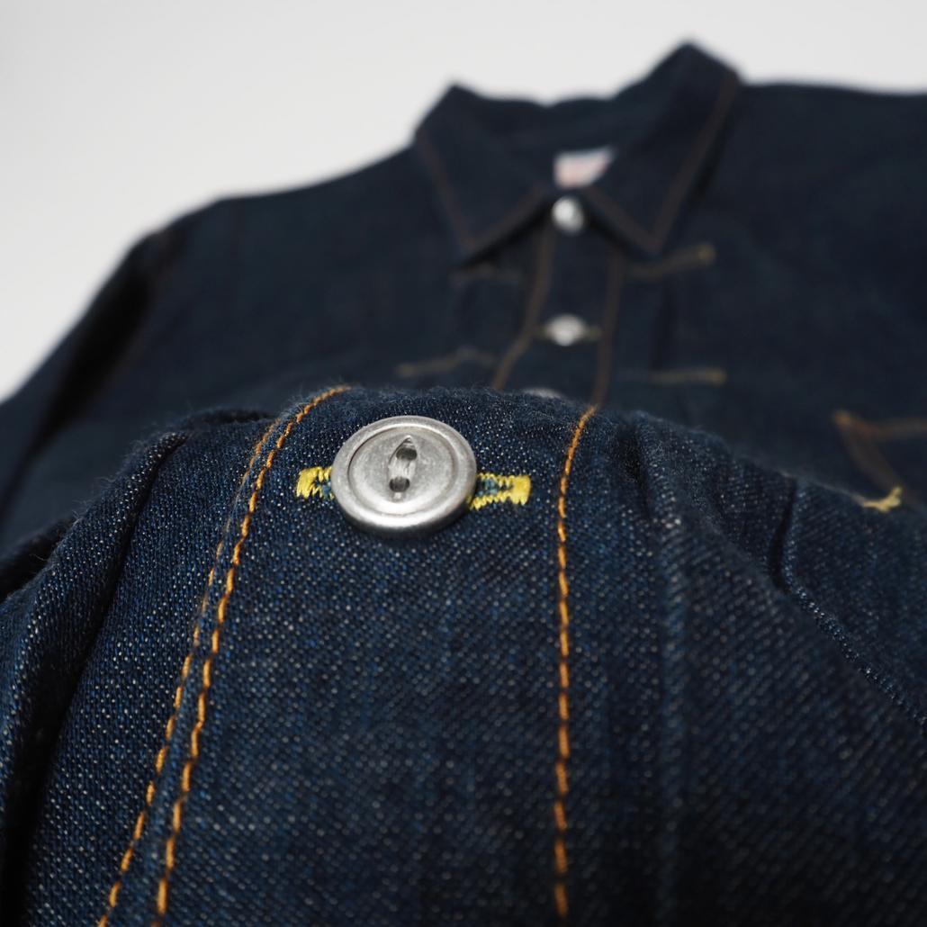 廃盤希少 桃太郎ジーンズ 1stタイプ出陣デニムシャツシャツ 大きいサイズ44