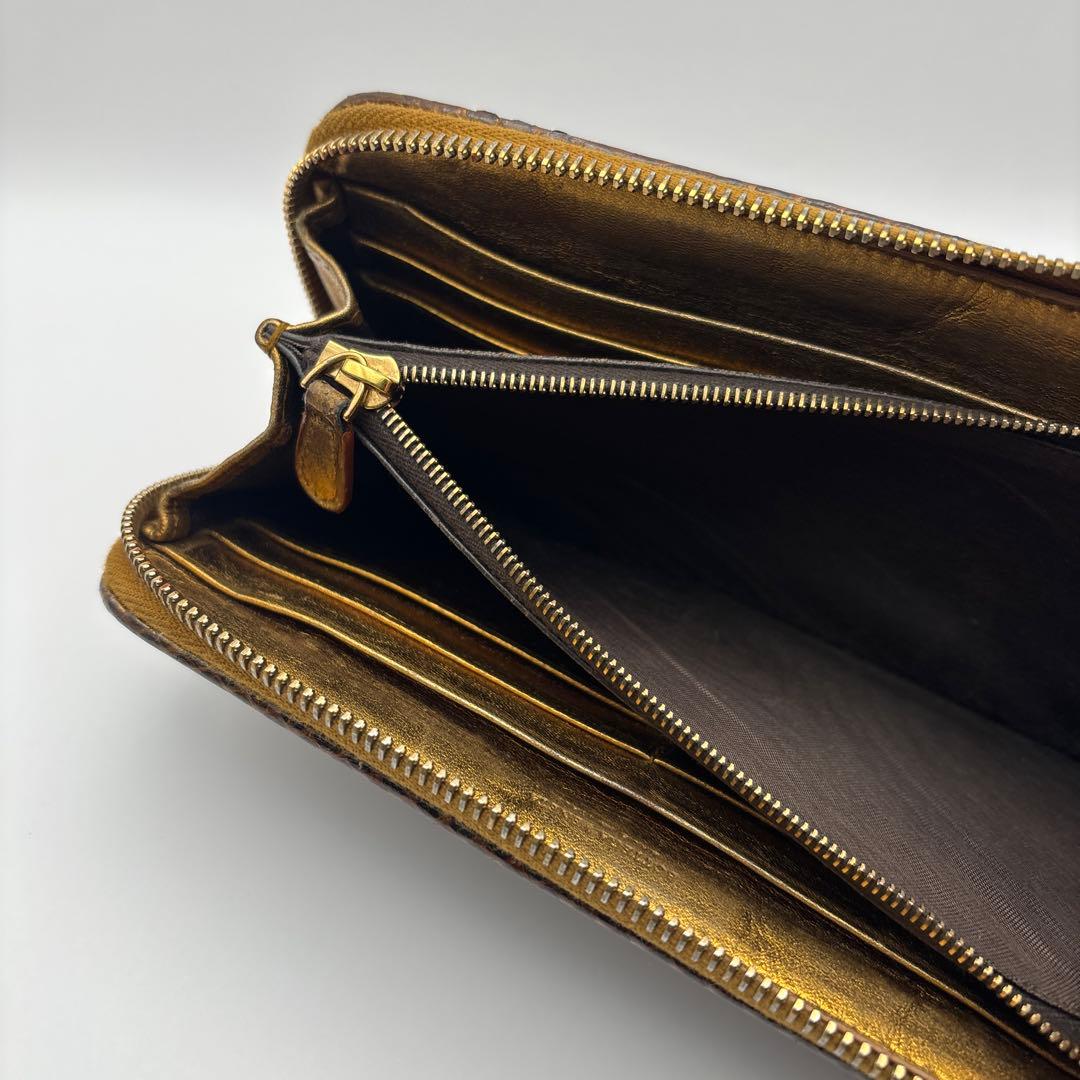 ◆正規品◆ボッティガヴェネタイントレチャート ラウンドファスナー長財布パイソン