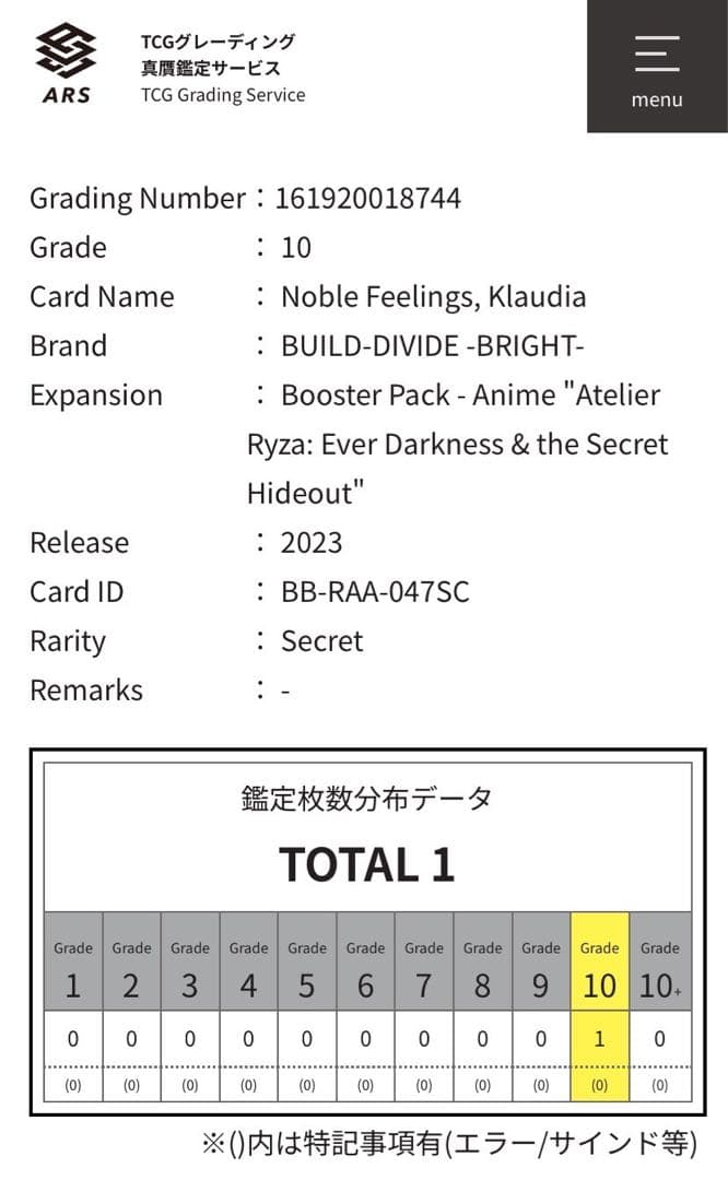 ビルディバイド　気高き思い　クラウディア　SC ARS10