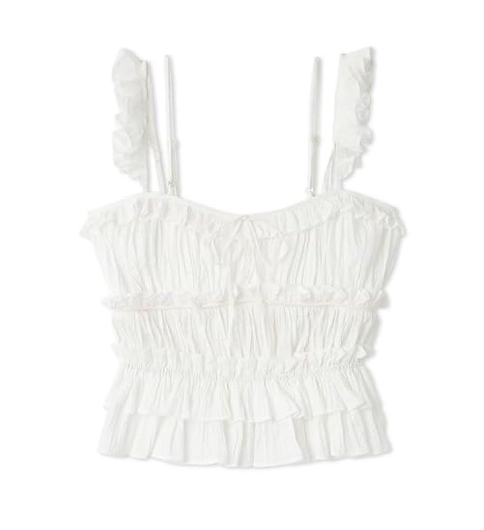 スナイデル　ワッシャープリーツキャミソール　ホワイト