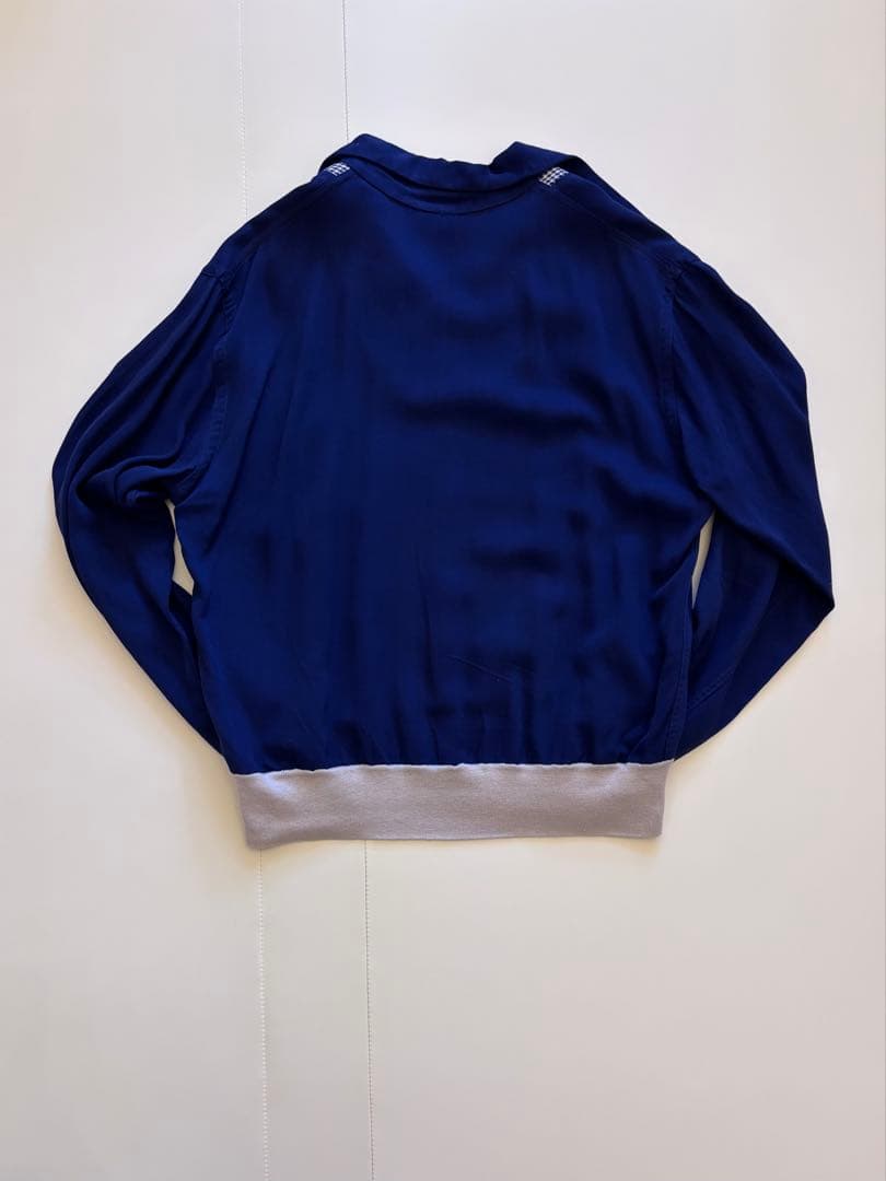 40s レーヨン プルオーバーシャツ ハウンドトゥース ヴィンテージ ネイビー