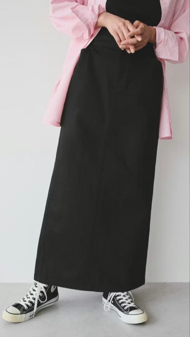 「動きやすくて、すっきり見え」デニム素材のナロースカート　暮らしの道具店