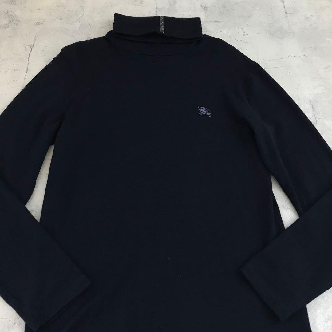 美品 タートルネック ニットM ネイビー Burberry バーバリー（値下げ）