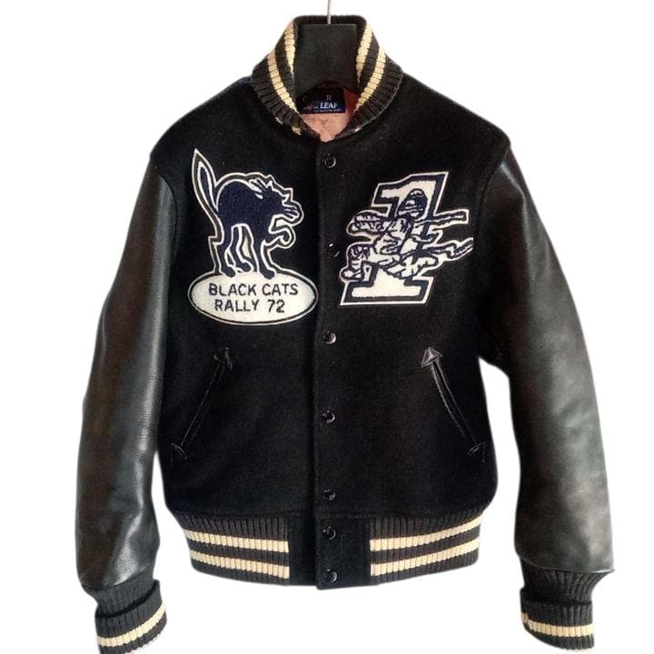 東洋 CLOVER LEAF クローバーリーフ 袖革 スタジャン 黑