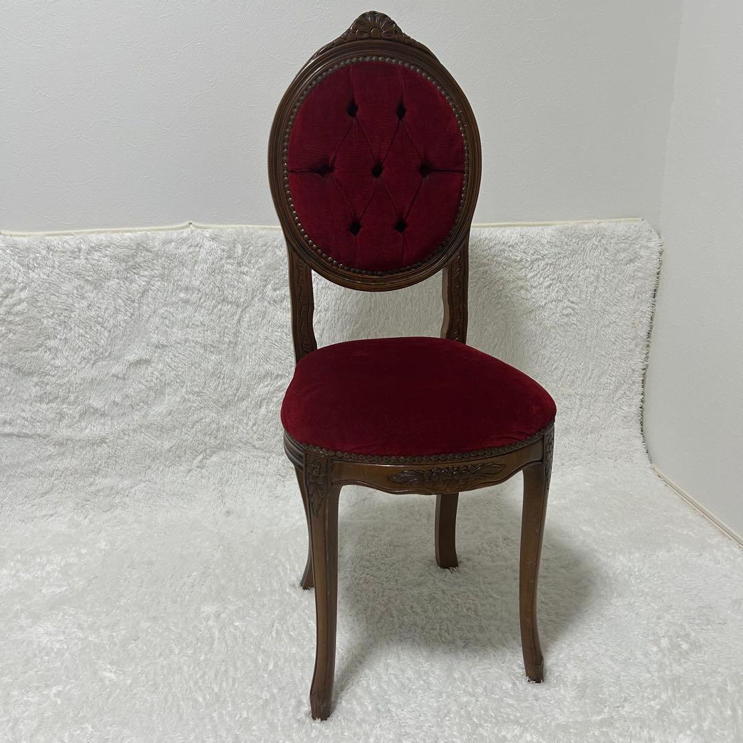 アンティーク調 猫脚チェア ロココ調 彫刻 鋲 椅子 ダイニングチェア