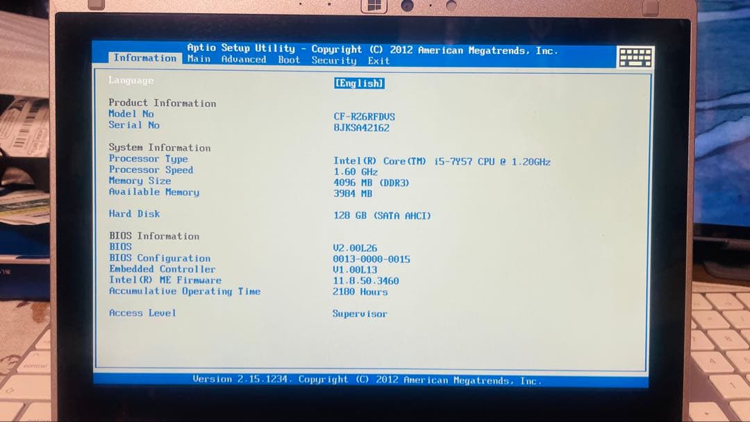 宗*4様 CF-RZ6 LTE対応 2180時間 Panasonic レッツノー
