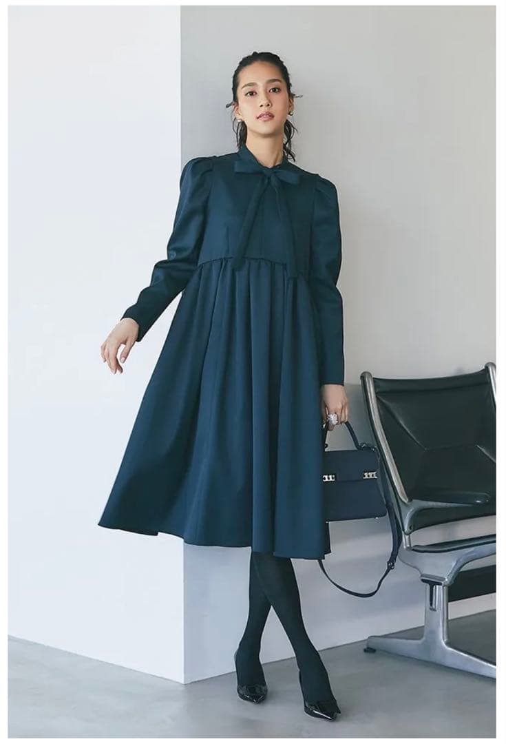 seventen ボウタイミディワンピース(ネイビー)