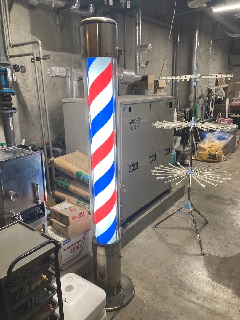 理容室　サインポール　 赤・白・青 ストライプ　蛍光灯タイプ