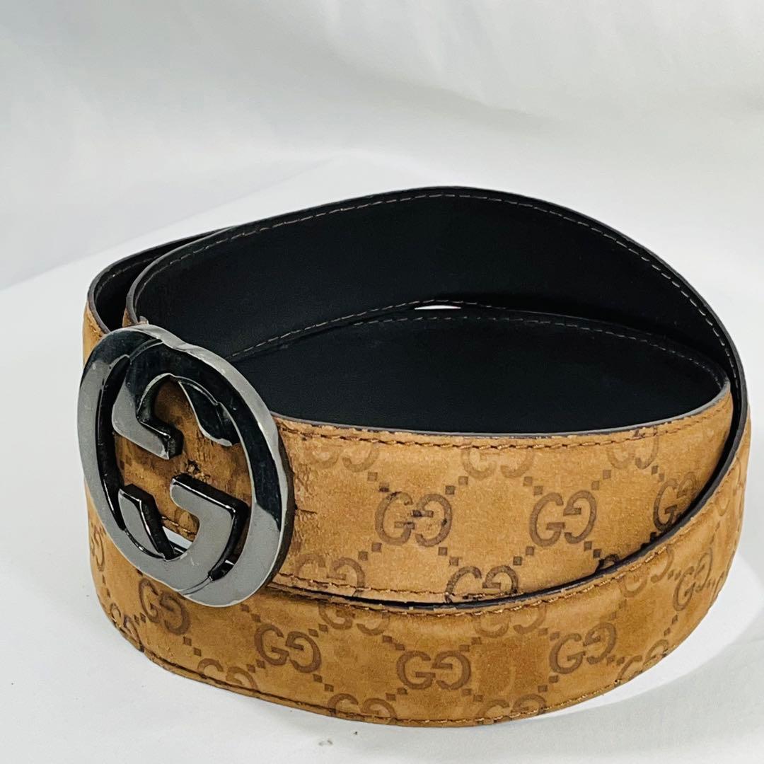 GUCCIグッチGGパターン ブラウン　スエードレザーベルト