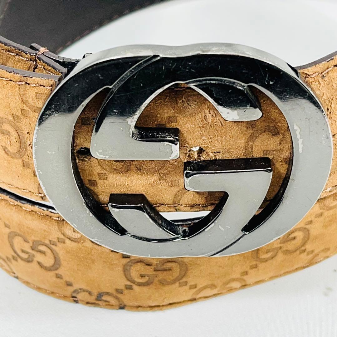 GUCCIグッチGGパターン ブラウン　スエードレザーベルト