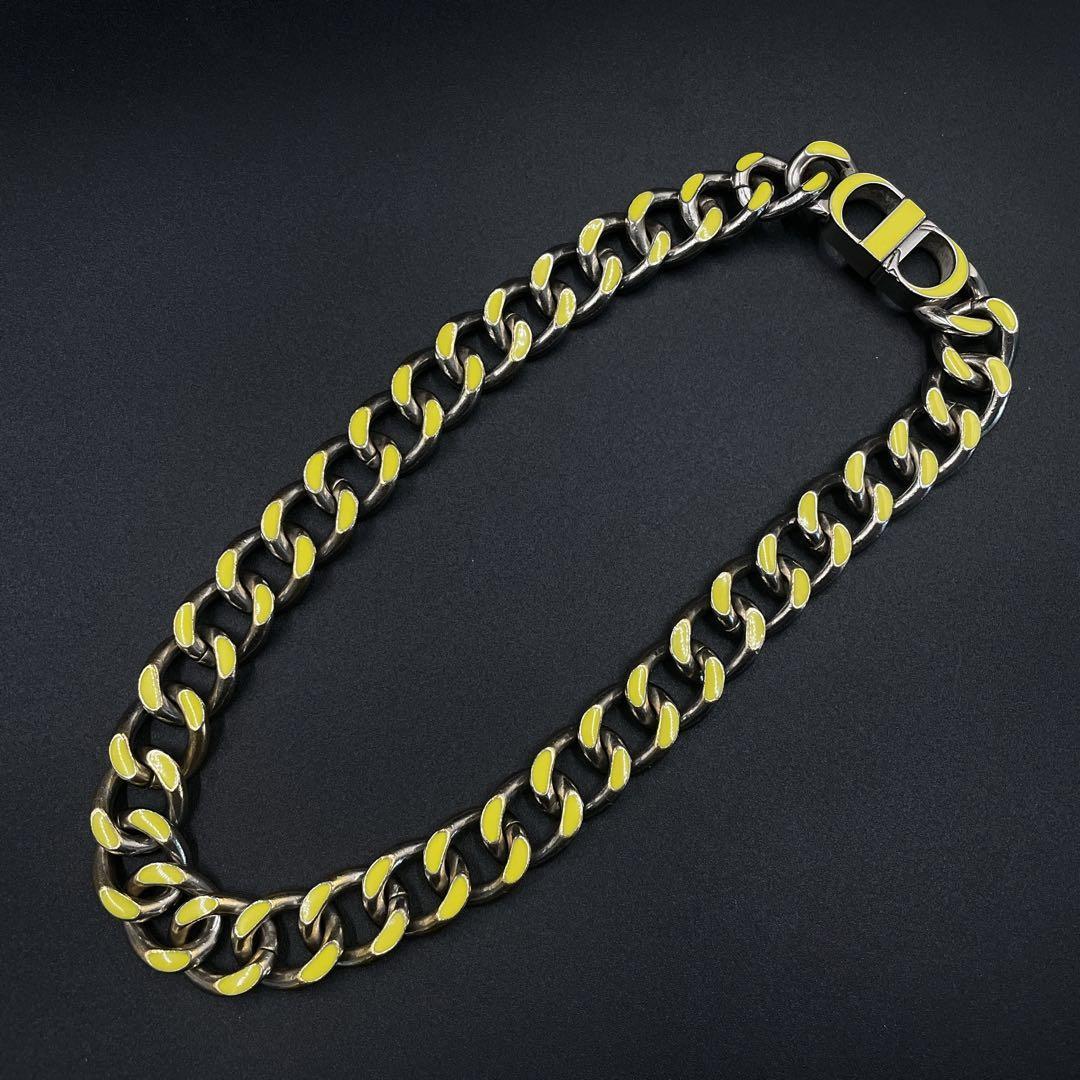 DIOR CD icon ディオール　チェーン　リンク　ネックレス　イエロー