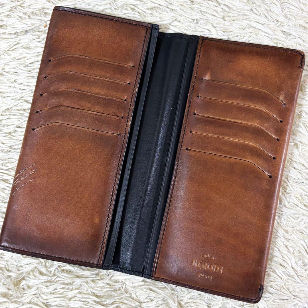 【美品】ベルルッティ エスパス カリグラフィ スクリットレザー ブラウン 札入れ