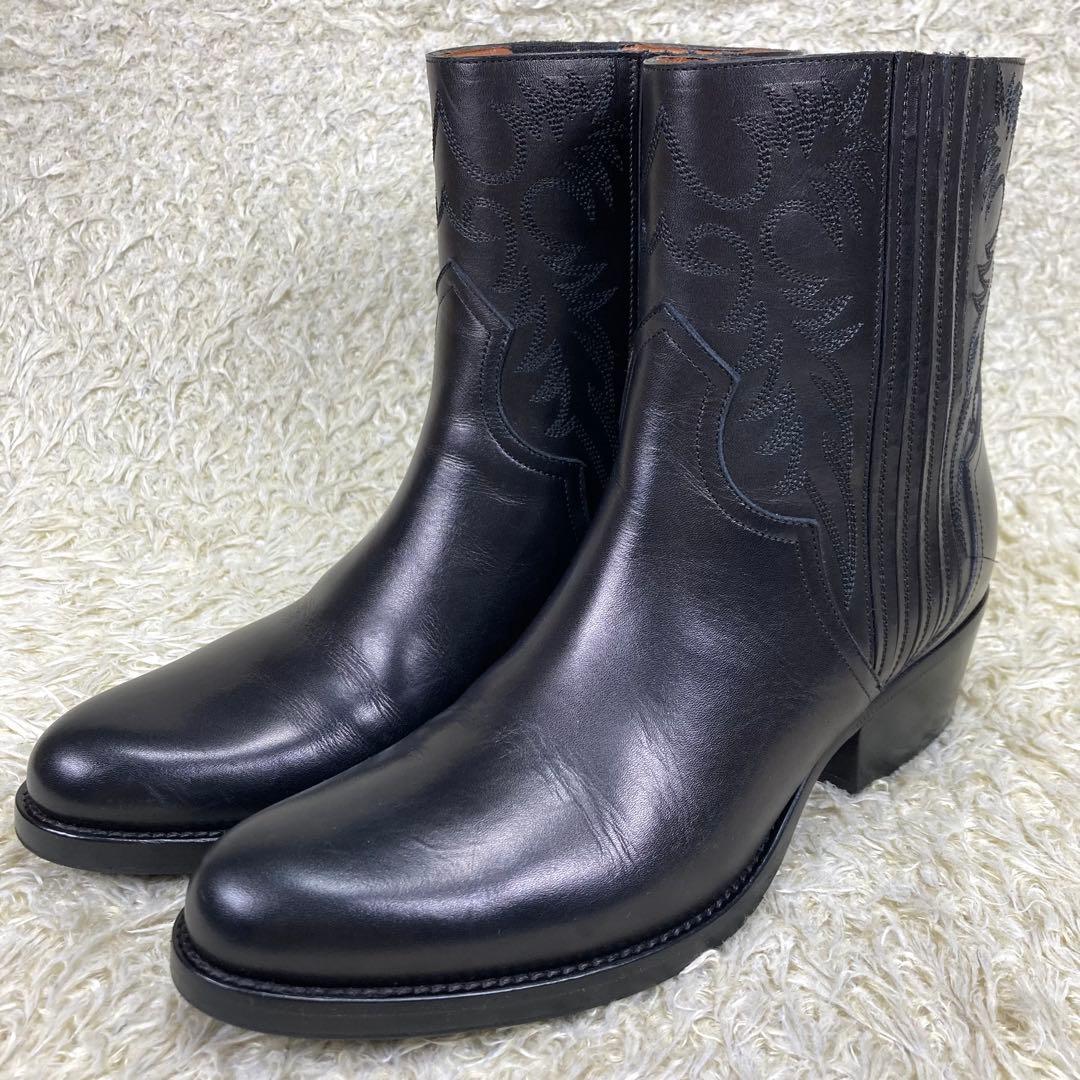 『未使用級』SARTORE サイドゴアブーツ ブラック レザー ウエスタン 37