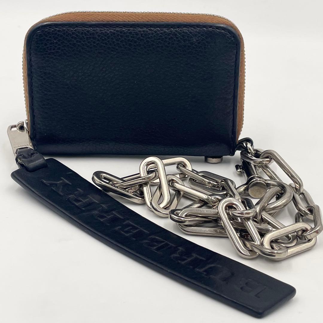 BURBERRY ケース チェーン&ストラップ付きコンパクトウォレット黒