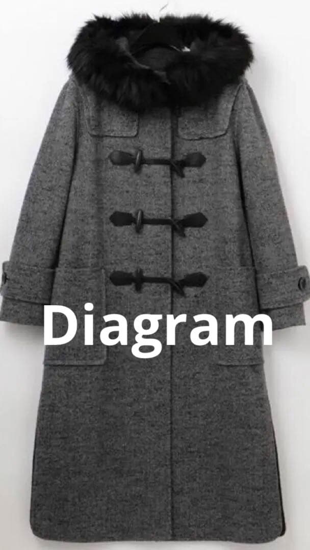 【美品】グレースコンチネンタルヘリンボーン フェイクファーロングダッフルコート