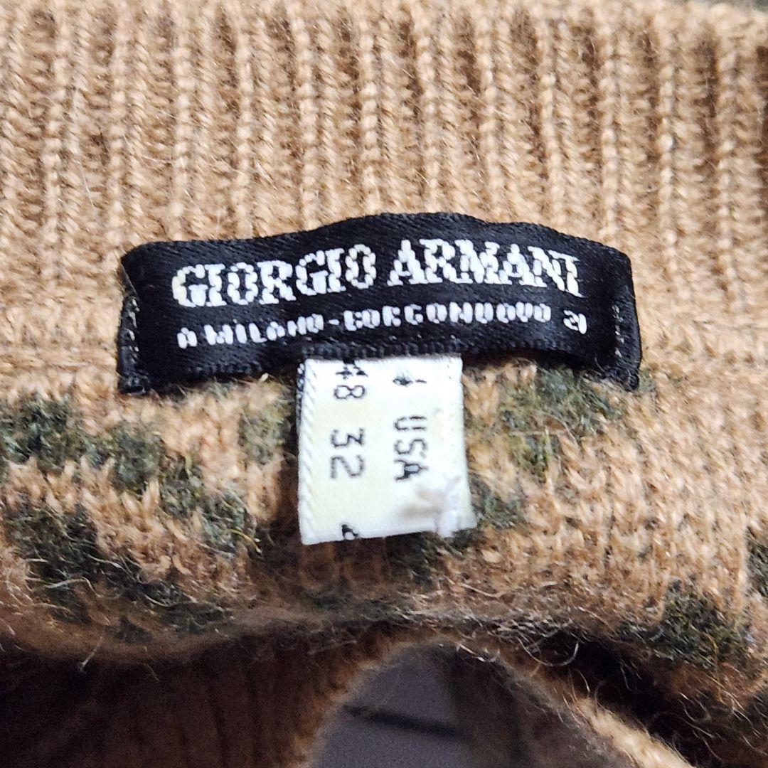 超希少✨XL相当 ジョルジオアルマーニ ニット 総柄 総キャメル ジャガード