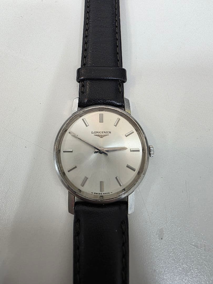 手巻き 稼働品 ロンジン メンズ腕時計 シルバー文字盤