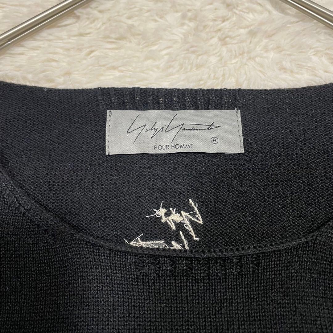 ヨウジヤマモトプールオム カシミヤ混 バックエンブロイダリー ニット