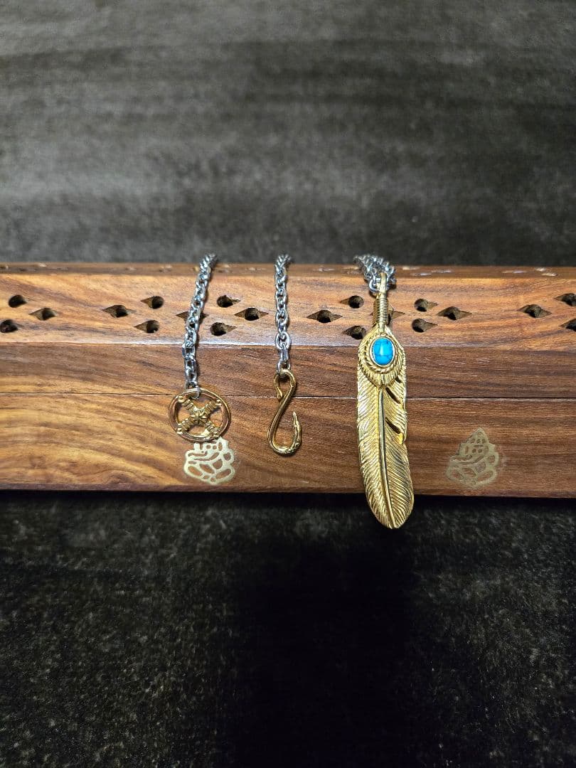 ゴールドフェザー ネックレス ターコイズ