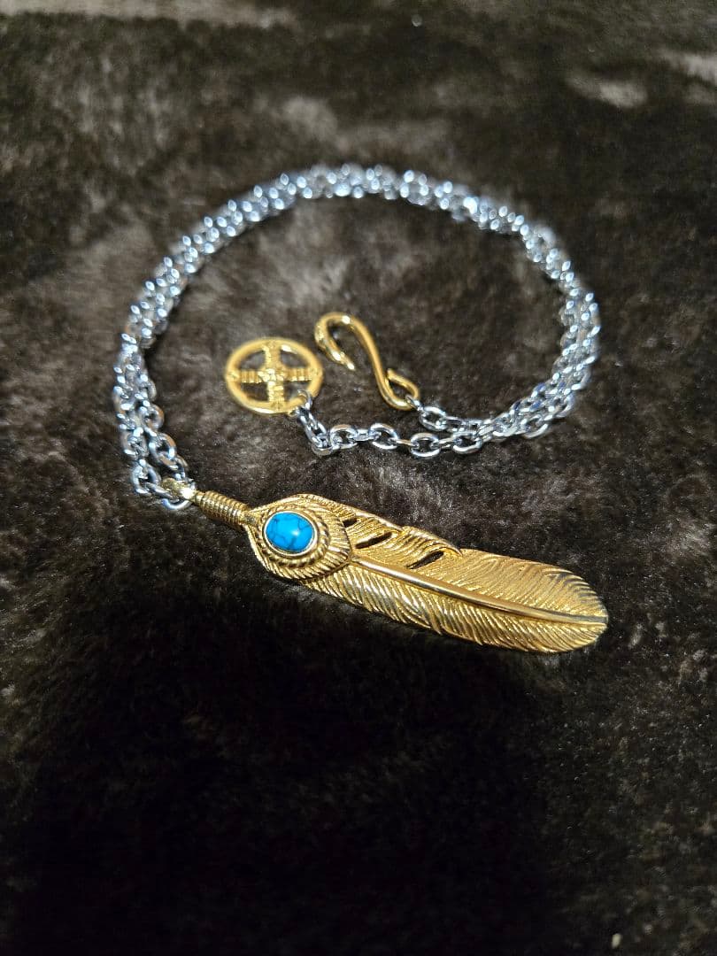 ゴールドフェザー ネックレス ターコイズ