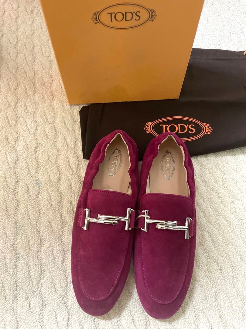 ぷりん様⭐︎TOD'S ピンク　パープル　スエード モカシン　ローファー