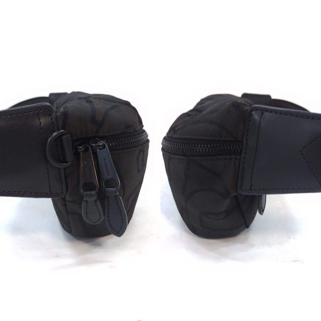 バーバリー ボディバッグ ウエストポーチ レザー×ナイロン TB総柄 黒