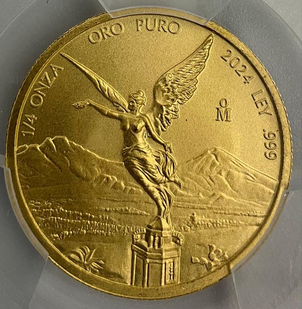 【カツ】 2024 メキシコ リベルタード 1/4oz 金貨 MS70