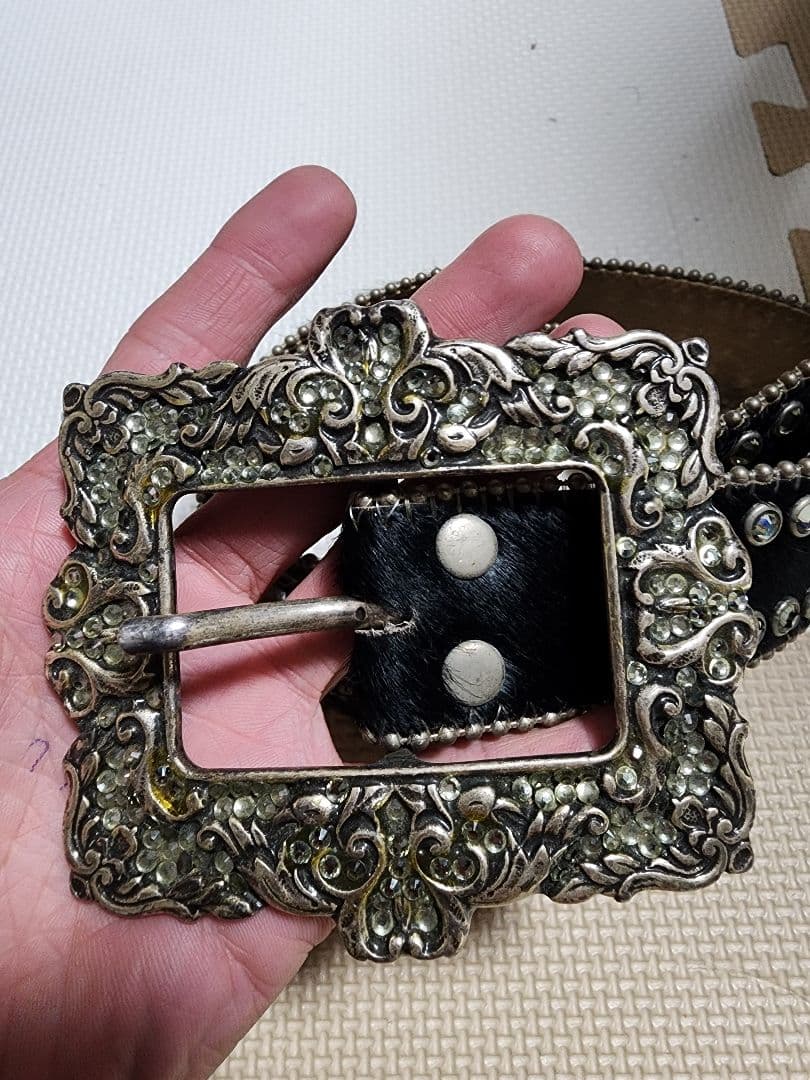 b.b.simon ストーン付きレザーベルト