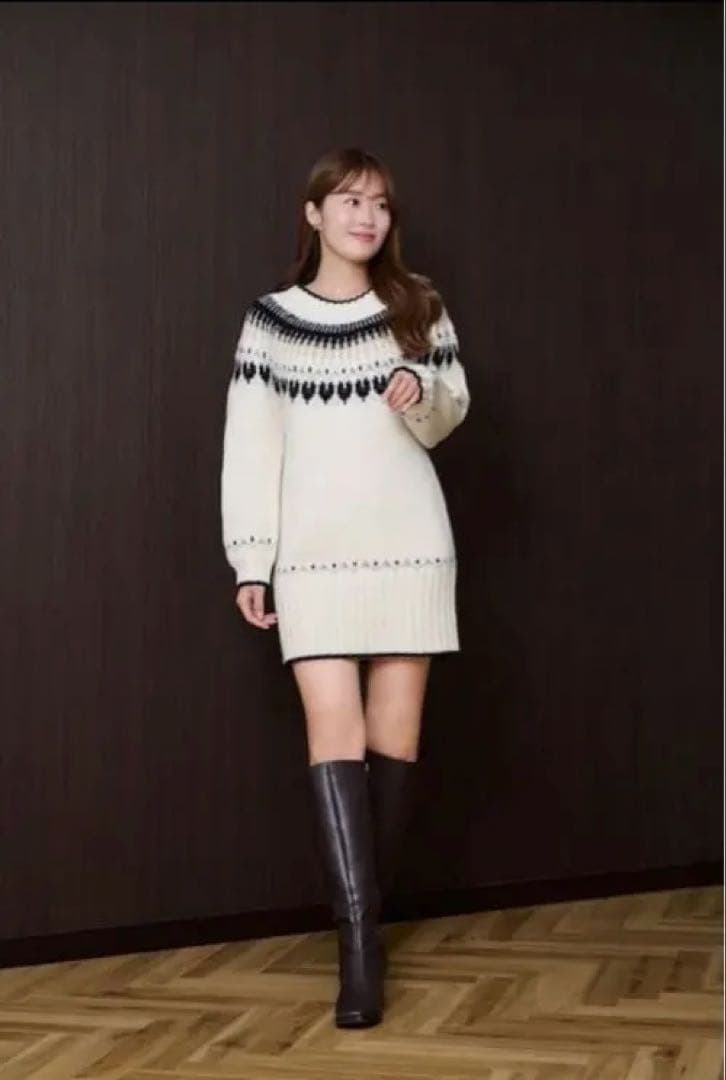 ワンピース Heart Fair Isle Knit Mini Dress M