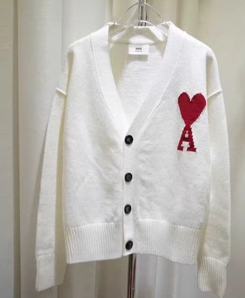 AMI PARIS ホワイト カーディガン 男女兼用 M