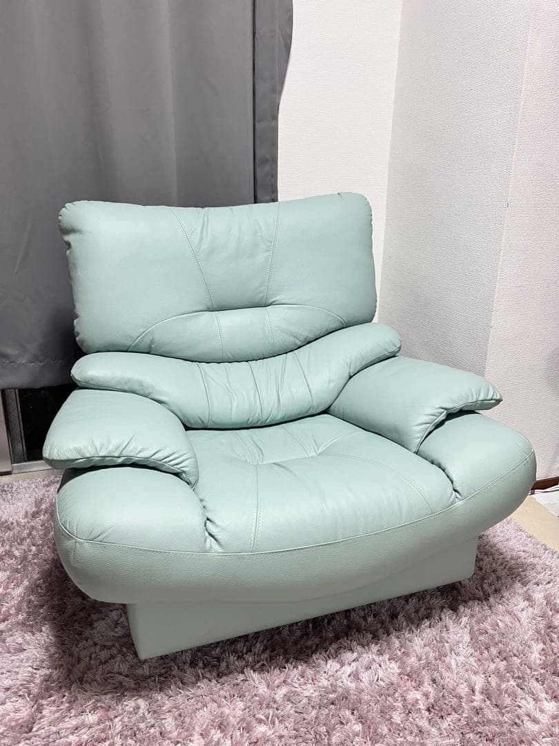 ミントグリーン リクライニング 1人掛け回転ソファ
