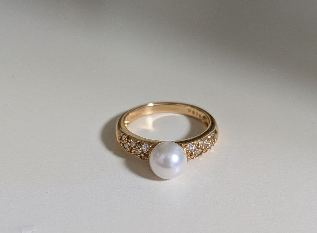 18K ゴールド 真珠とダイヤのリング　スタージュエリー