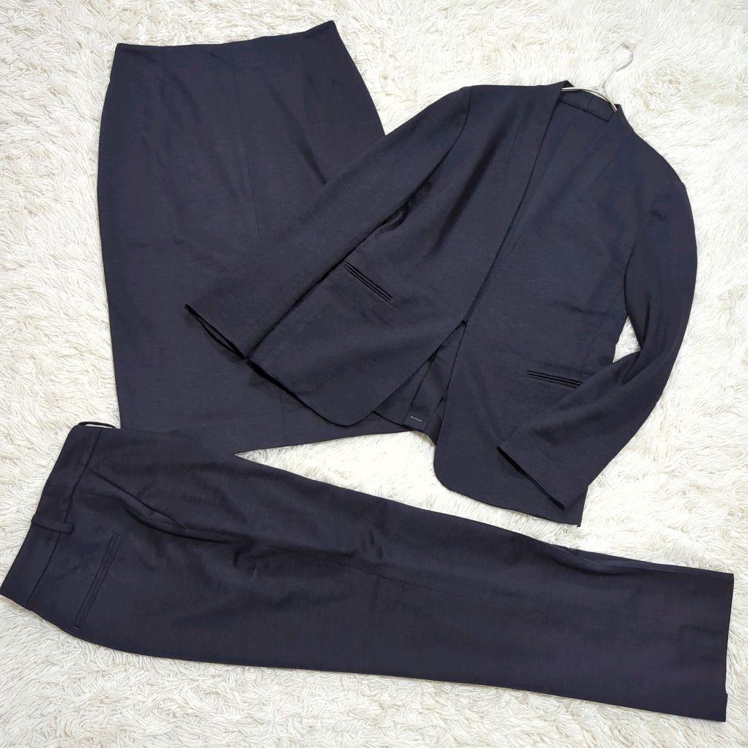 極美品 ユナイテッドアローズ リネン ノーカラー スリーピース 洗えるストレッチ