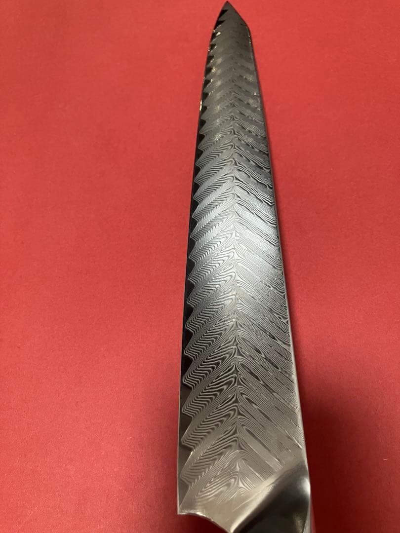 V金10号73層ダマスカス 筋引包丁 G10＋レジン柄 270mm