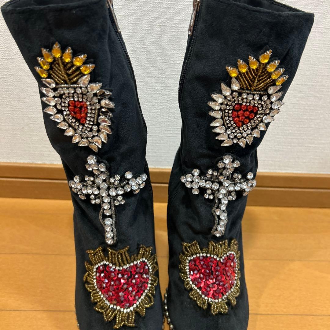 【激レア】YELLOW ビジューブーツ 個性派 ポインテッド 24cm