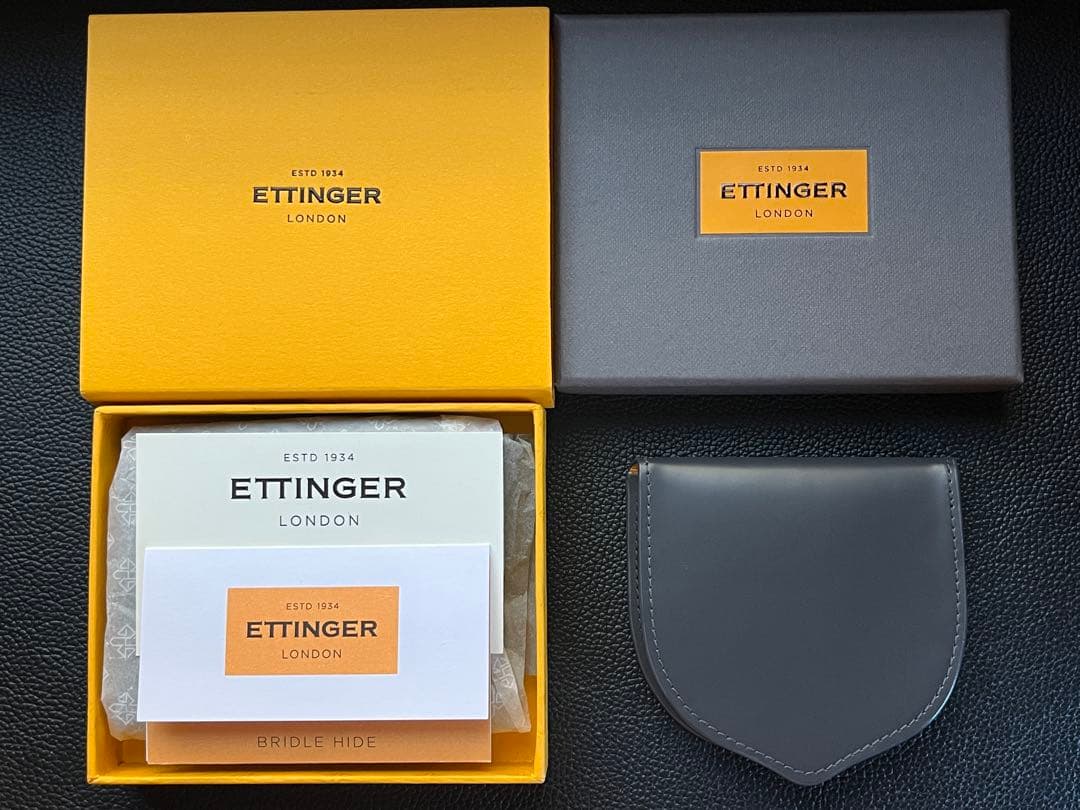 ETTINGER ケース 馬蹄型 ブライドルレザー（ グレー）