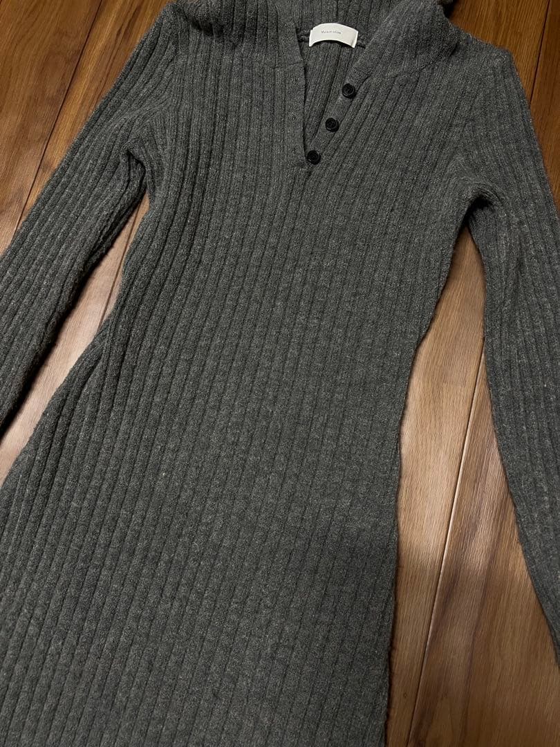 ワンピース maison celon hoodie rib knit dress