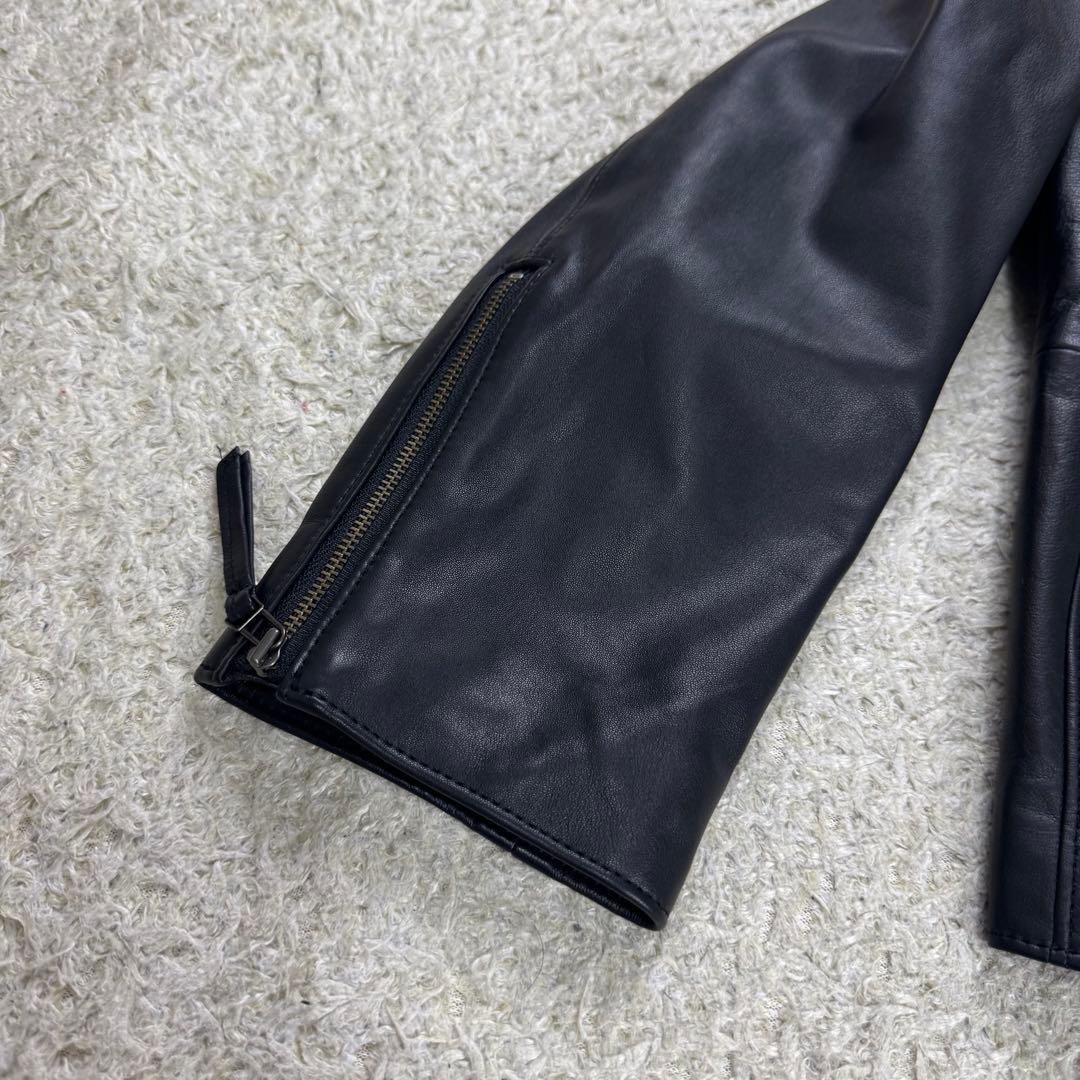 【現行★極美品】アンタイトル ライダースジャケット 羊革 ブラック 44 3L