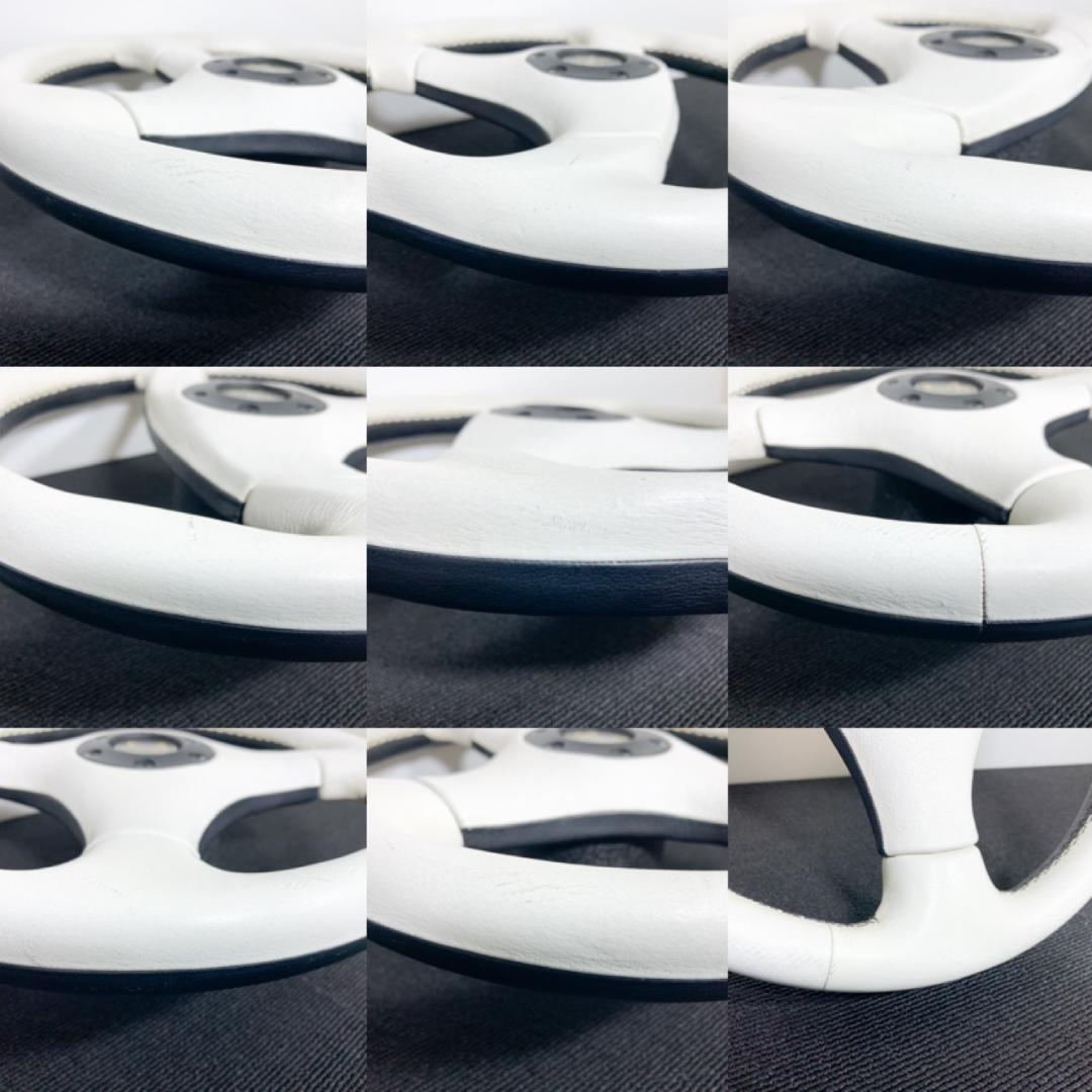 激レア イタルボランテ ホワイト×ブラック レザーステアリング 33φ 当時物