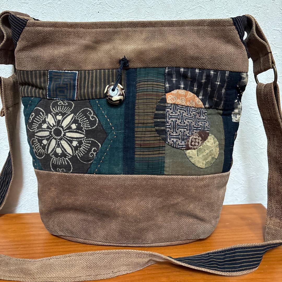 ギャラリー購入品　古布　酒袋　絣　絵絣　パッチ　リメイク　バック