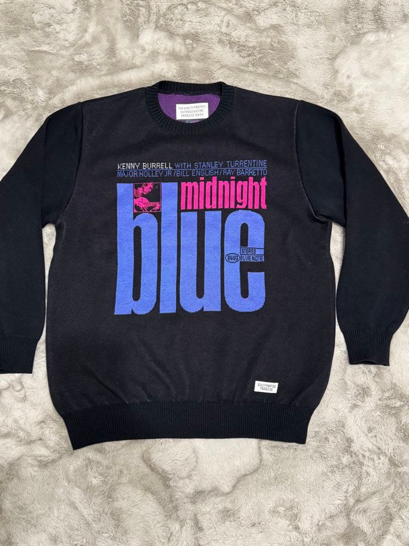 ワコマリア WACKOMARIA midnight blue グラフィックニット